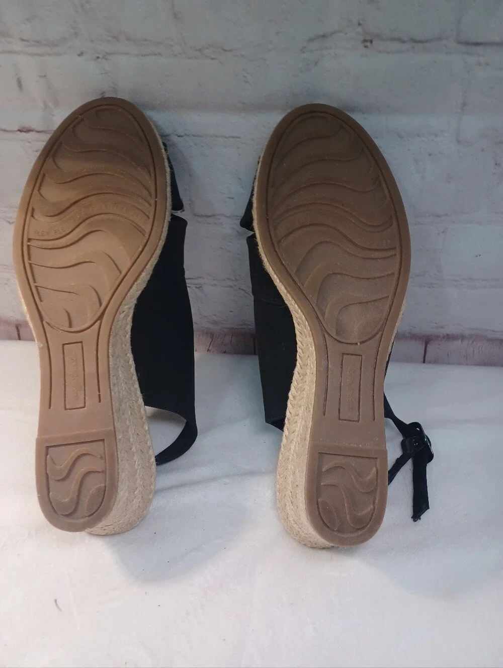 Easy Street Black Espadrille Wedge Slingback Sandals Women's Size 9.5WW